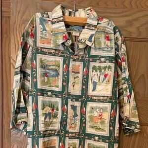Vintage Reyn Spooner Golf Print Hawaiian Shirt.